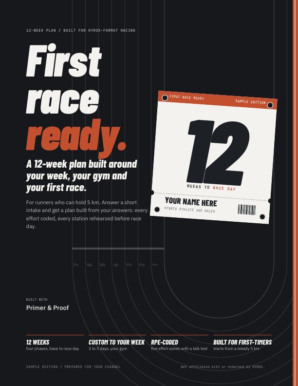 First race plan sample cover