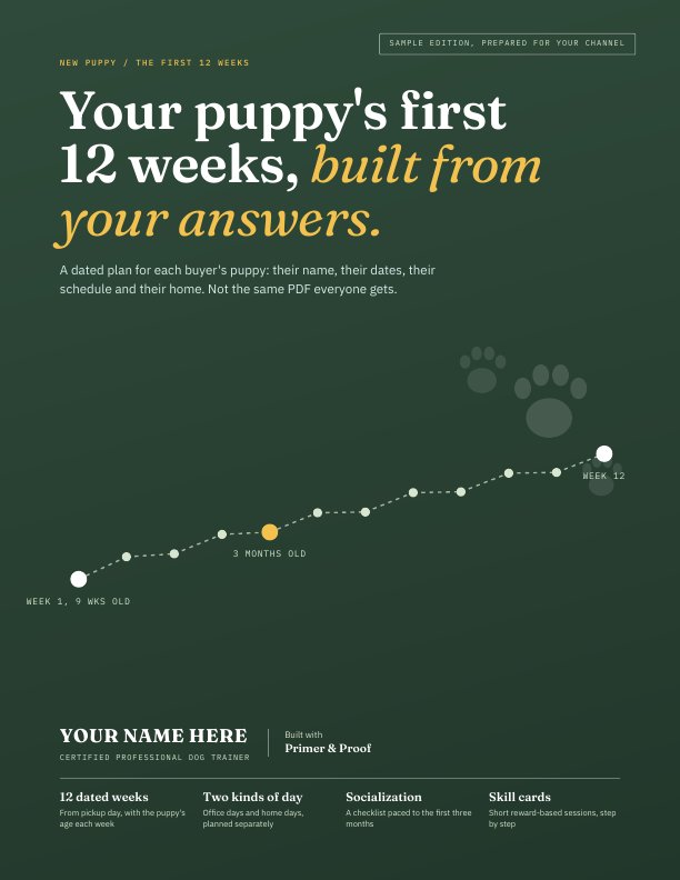 Cover of the new puppy 12-week plan sample